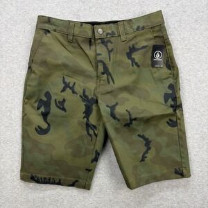 Volcom Shorts Mens 32 Green Camo Chino Vmonty Stretch 22 Skate Army Military NEW
